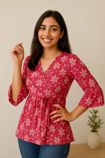 🌸 Gulnaar Blossom Wrap Kurti